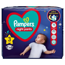 PAMPERS Night Pants Pieluchomajtki na noc rozmiar 3 29szt 6-11kg