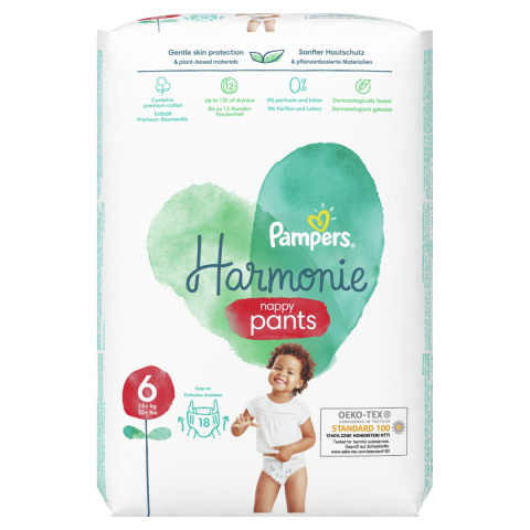 PAMPERS Harmonie Pants Pieluchomajtki Rozmiar 6 18 szt 15+ kg